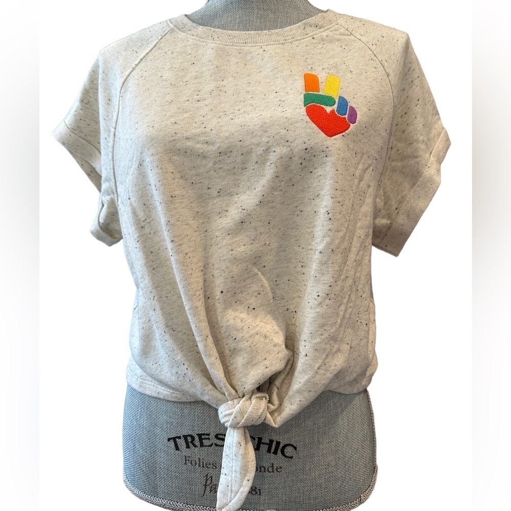 Cropped French terry peace pride tee